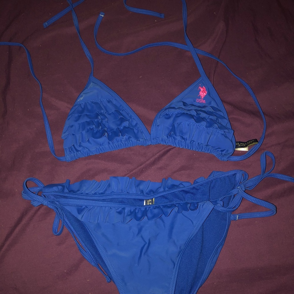 Polo Royal Blue Ruffle Bikini Med